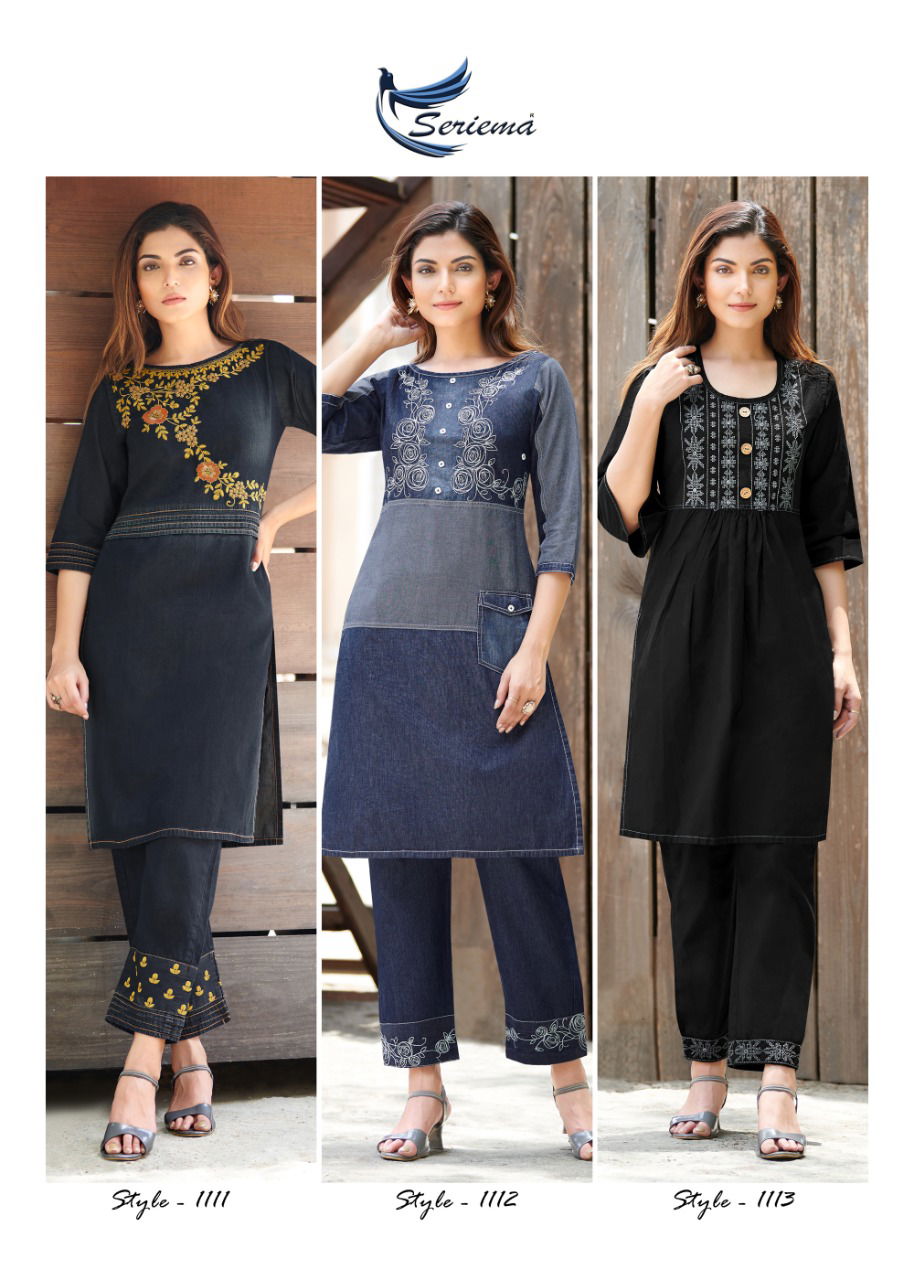 Seriema Kumb Westin Designer Denim Wholesale Party Wear Kurti Catalog
